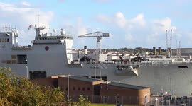 HMS Ocean active at Plymouth Navy Dockyard