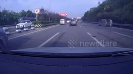 Car thrown across highway by SUV in China crash