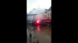 Marseille football fans chant in Groningen