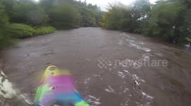 Kayaking a flooded river in Kerry (ireland)