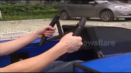 Uni student hand-makes go-kart to avoid being late - royalty free music
