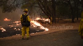 VALLEY FIRE CALFIRE Crews Light Backfire Highway 29