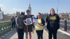 Members of Covid-19 Families For Justice read the names of those who have died from the virus on the 2nd anniversary of the pandemic in the UK