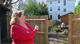 Resident used fence panels to create a 'private garden' in a shared outdoor space
