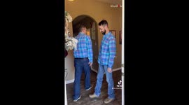 Women trick their husbands into wearing matching shirts to Easter party
