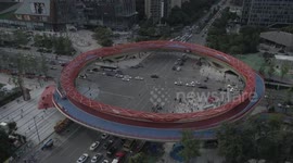 Footage Of China's First 300-meter Jiaozi Ring Flyover in Chengdu