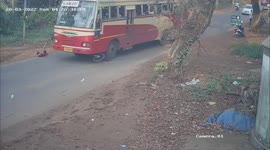 CCTV captures 9-year-old miraculously escaping oncoming bus