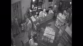 Hungry Russian soldiers steal food from a grocery store