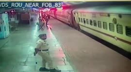 Alert female cop saves woman passenger who slips boarding moving train in eastern India