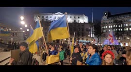 Ukranians chant at 'Free Ukraine' protest at Trafalgar Square