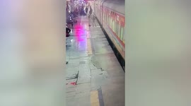 Hero cop saves passenger from coming under train in northern India