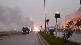 A truck carrying fireworks caught fire on the road