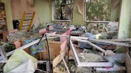 Destruction of a kindergarten hit by Russian airstrike in Kharkiv, Ukraine