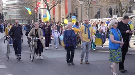 Solidarity March in Trafalgar Square. London Stands with Ukraine: March and Vigil - London. 26/03/2022