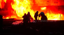 Russia claims responsibility for enormous fire at Lviv fuel depository