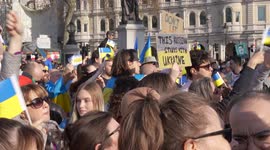 People watching stage at the London Stands with Ukraine: March and Vigil