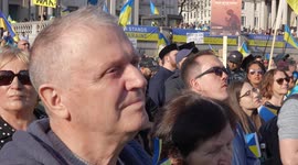 Older man watching stage at the London Stands with Ukraine: March and Vigil