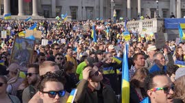 People watching stage at the London Stands with Ukraine: March and Vigil
