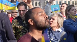 Man chanting at the London Stands with Ukraine: March and Vigil