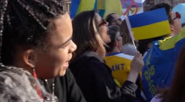 Girl chanting at London Stands with Ukraine: March and Vigil