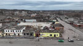 Drone footage from Sumy region shows destruction 1/6
