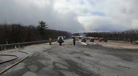 Fiery 80 Vehicle pileup with fire on Pennsylvania Interstate highway