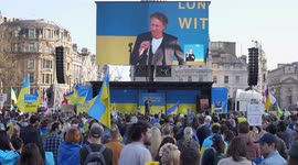 Man talking on stage at the London Stands with Ukraine: March and Vigil