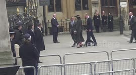 Prince William, Duchess of Cambridge Catherine, Prince George and Princess Charlotte  arrive at Westminster Abbey for Memorial Service for Prince Philip