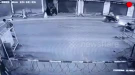 CCTV captures burqa-clad woman hurling petrol bomb at CRPF camp in northern India