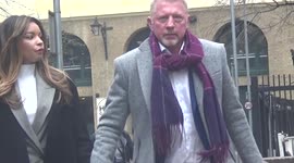 Tennis star Boris Becker and his partner arrive at London court for bankruptcy trial