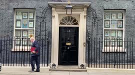 UK PM Boris Johnson leaves 10 Downing Street ahead of PMQs
