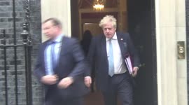 UK PM Boris Johnson leaves 10 Downing Street ahead of PMQs