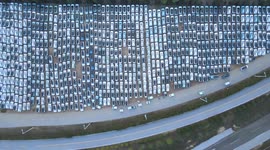 Drone Footage Of New Energy Vehicles In A Parking Lot In Liuzhou, China