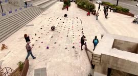 145 pairs of children shoes brought to Georgian parliament to remember each 'child killed by Russia'