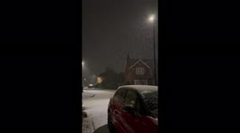 Thunder and snow in North Yorkshire town of Redcar in UK