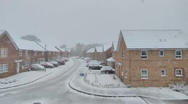 Heavy snow falls in Harrogate in North Yorkshire in UK
