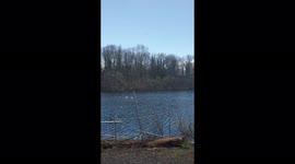 Snowing at Vobster quay inland diving centre. Staff working on site for UK Active Outdoors are shocked as it suddenly starts to snow heavily.And its almost April. Divers coming up to find that the weather has dramatically changed from. Sunny to a snow bli