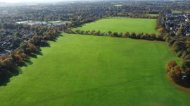 Drone footage over The Stray in Harrogate North Yorkshire on a sunny day