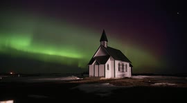 Photographer captures sensational video of northern lights shimmering above church in Canada
