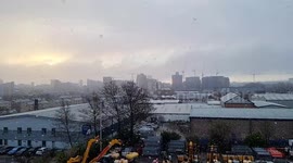 Slo-mo footage captures snow falling on Leeds city centre