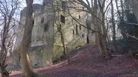 Historic Hidden Harewood castle ruin in Leeds up close, Leeds, England UK