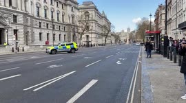 Police close off Whitehall for unspecified incident, London, UK