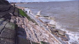 'Hole' appears in sea defences in Kent, UK following days of bad weather