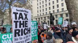 Protesters gather outside Downing Street over soaring cost of living