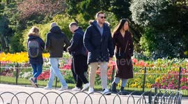 People enjoy springtime in London ahead of Easter holidays as chilly weather does not put off walkers