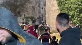 Clashes between Israeli security forces and Palestinians at Damascus Gate by the entrance to Jerusalem's Old City
