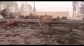 Charred ruins of vehicles all that remains on highway from Zhytomyr to Kyiv