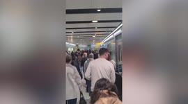 Passengers stuck in long queues at Heathrow Airport