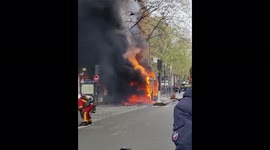 Bus burns near Notre Dame sending thick black smoke into Paris sky