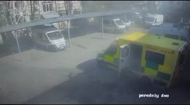Footage shows moment missile strikes ambulance at hospital in Mykolaiv, Ukraine